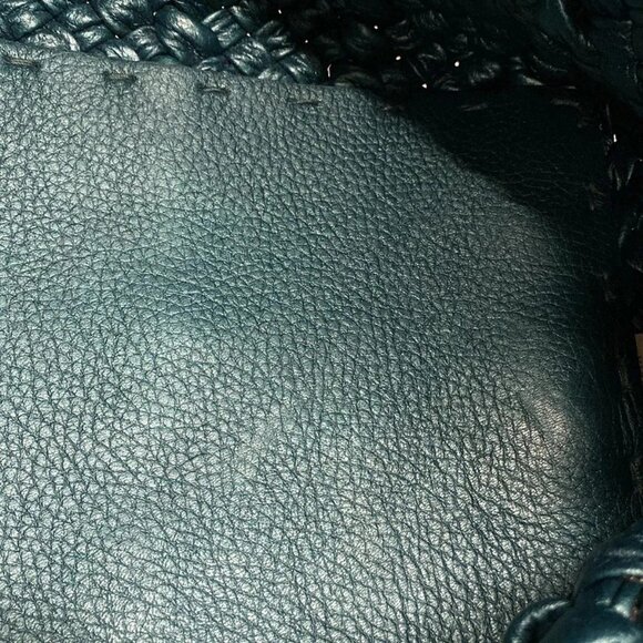 Auth BOTTEGA VENETA Intrecciato - Blue Green Silver Leather Chemical Fiber - Picture 13 of 16